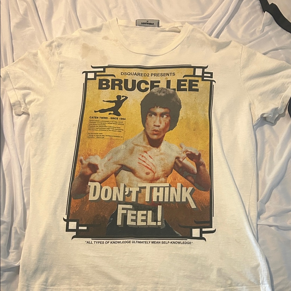 Rare Dsquared2 x Bruce Lee "Fat Dan Fit" Graphic Tee - XL White